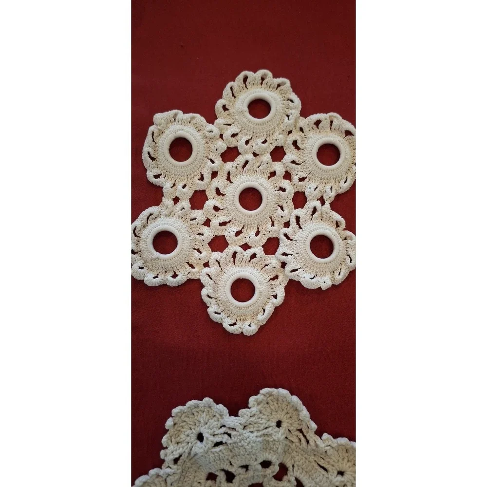 🌼 Vintage Lace Crochet Doilies Lot of 8 Mixed Styles – Six Round Two Rectangle